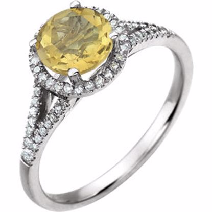 651300:70006:P 14kt White 1/5 CTW Diamond & Citrine Birthstone Ring