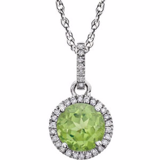 651301:70011:P 14kt White Peridot & 1/10 CTW Diamond 18" Necklace