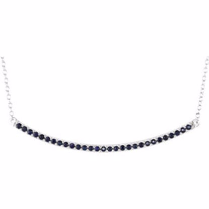 651085:70001:P 14kt White Blue Sapphire Bar 16-18" Necklace