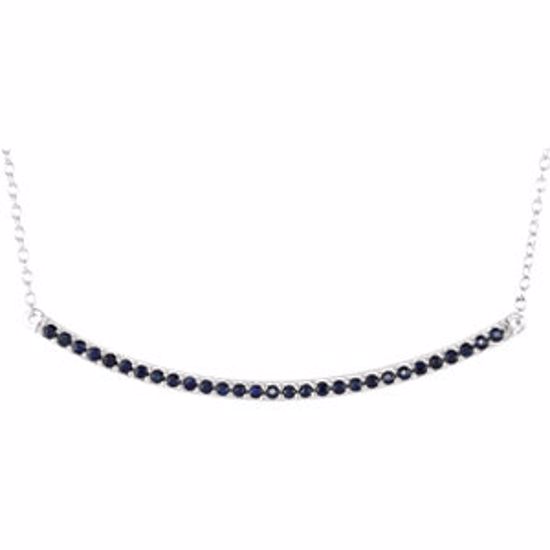 651085:70001:P 14kt White Blue Sapphire Bar 16-18" Necklace