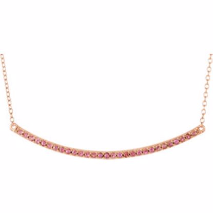 651085:70005:P 14kt Rose Pink Sapphire Bar 16-18" Necklace