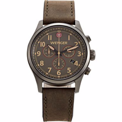 59-4018:100000:T Wenger® Terragraph Gun Metal with Brown Leather Strap