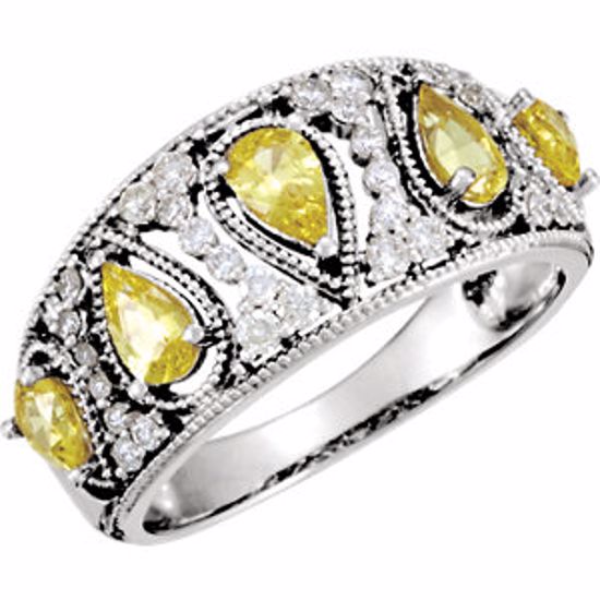 650744:70000:P 14kt White Canary Yellow Sapphire & 1/3 CTW Diamond Ring