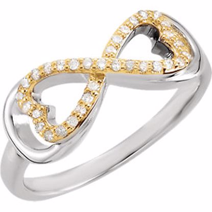 651312:100:P Sterling Silver with Gold Plated Center 1/8 CTW Diamond Ring