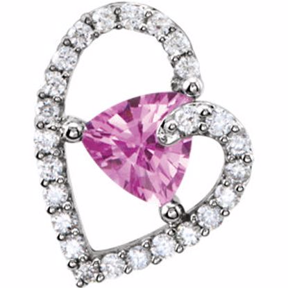 650731:70001:P 14kt White Pink Sapphire & 1/5 CTW Diamond Pendant