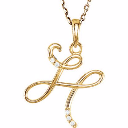 85557:60041:P 14kt Yellow .03 CTW Diamond Letter "H" Script Initial 18" Necklace