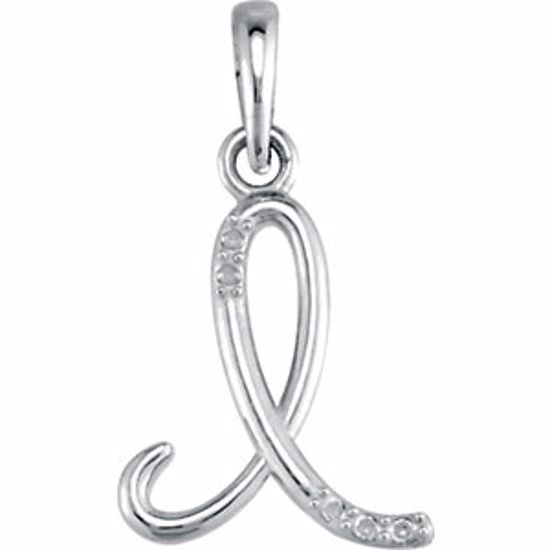 85557:60042:P 14kt White .03 CTW Diamond Letter "I" Script Initial 18" Necklace