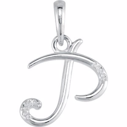 85557:60056:P 14kt White .03 CTW Diamond Letter "P" Script Initial 18" Necklace