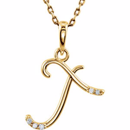 85557:60065:P 14kt Yellow .03 CTW Diamond Letter "T" Script Initial 18" Necklace