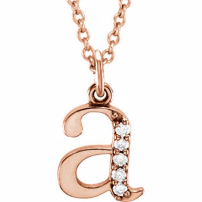 85803:60002:P 14kt Rose .03 CTW Diamond Lowercase Letter "a" Initial 16" Necklace