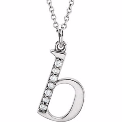 85803:60003:P 14kt White .04 CTW Diamond Lowercase Letter "b" Initial 16" Necklace