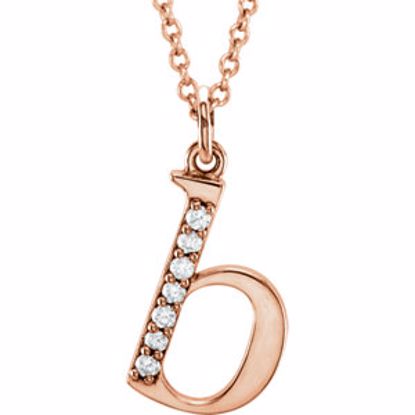 85803:60005:P 14kt Rose .04 CTW Diamond Lowercase Letter "b" Initial 16" Necklace