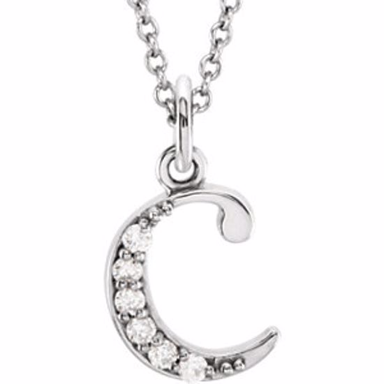 85803:60006:P 14kt White .03 CTW Diamond Lowercase Letter "c" Initial 16" Necklace