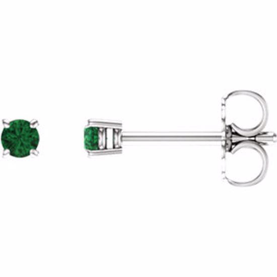 1874:70021:P 14kt White 2.5mm Round Emerald Earrings