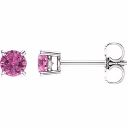 1874:70022:P 14kt White 4mm Round Pink Sapphire Earrings