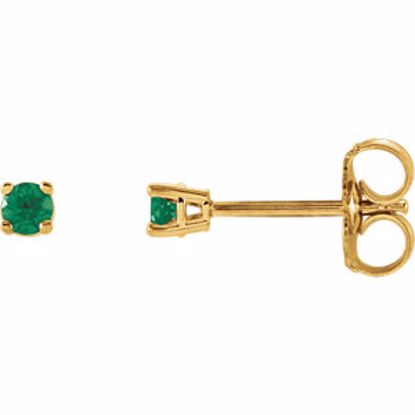 1874:70028:P 14kt Yellow 2.5mm Round Emerald Earrings