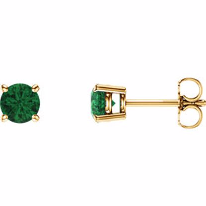 1874:70044:P 14kt Yellow 5mm Round Emerald Earrings