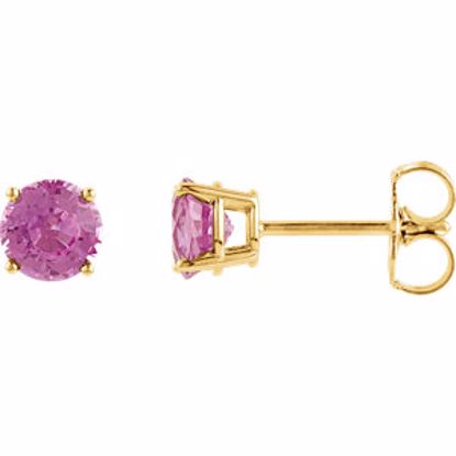 1874:70045:P 14kt Yellow 5mm Round Pink Sapphire Earrings