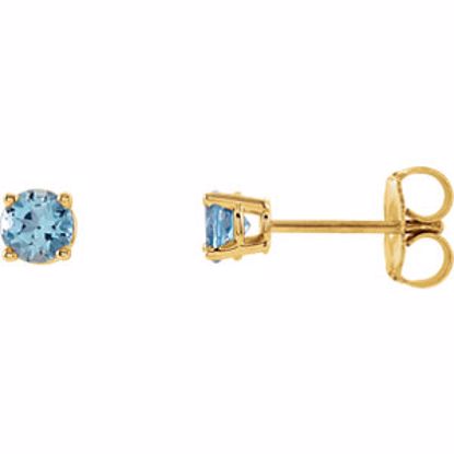 1874:70034:P 14kt Yellow 4mm Round Aquamarine Earrings