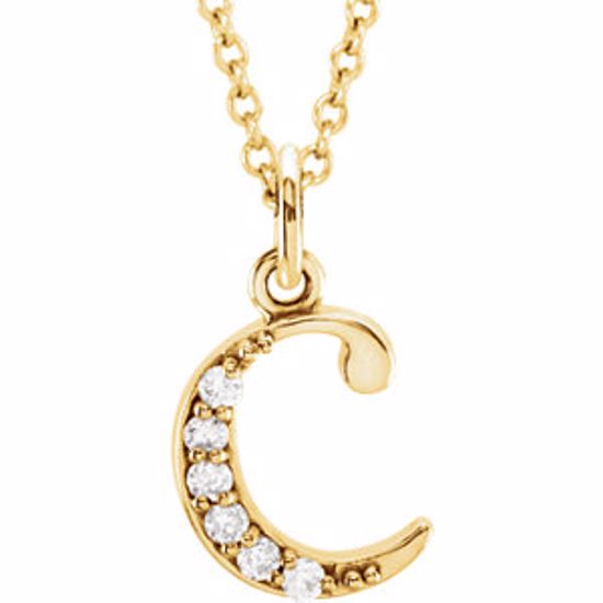 85803:60007:P 14kt Yellow .03 CTW Diamond Lowercase Letter "c" Initial 16" Necklace