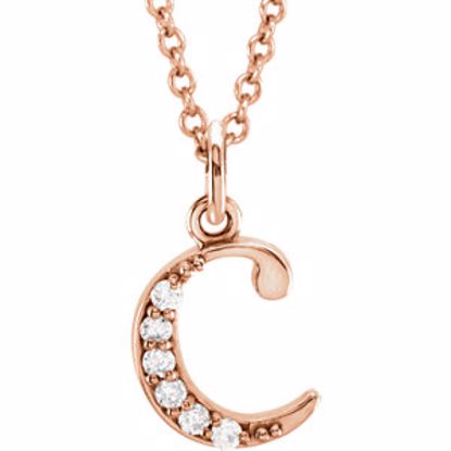 85803:60008:P 14kt Rose .03 CTW Diamond Lowercase Letter "c" Initial 16" Necklace