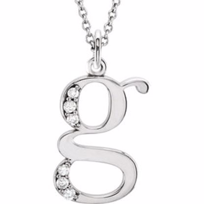 85803:60018:P 14kt White .03 CTW Diamond Lowercase Letter "g" Initial 16" Necklace