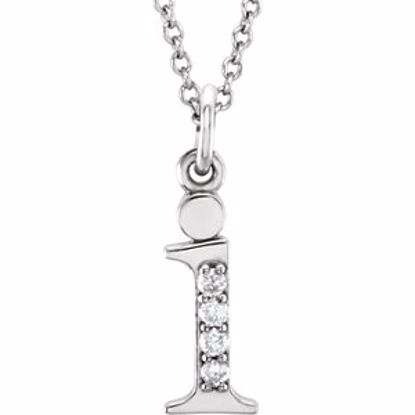 85803:60024:P 14kt White .025 CTW Diamond Lowercase Letter "i" Initial 16" Necklace