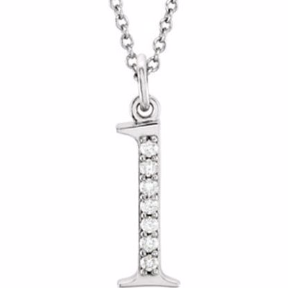 85803:60033:P 14kt White .04 CTW Diamond Lowercase Letter "l" Initial 16" Necklace