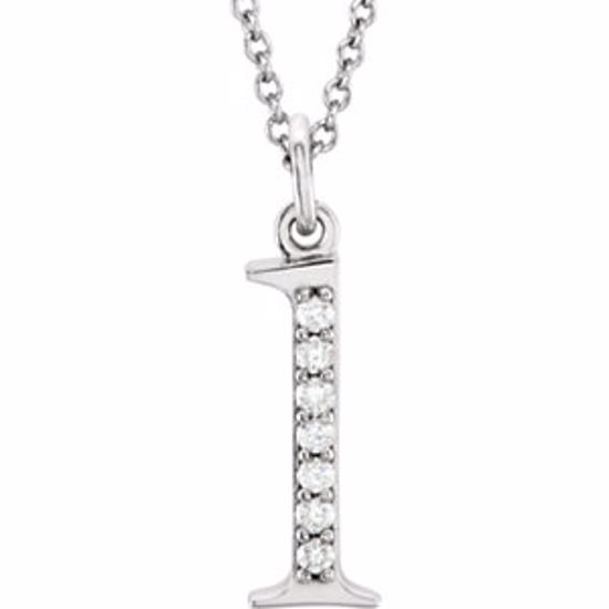 85803:60033:P 14kt White .04 CTW Diamond Lowercase Letter "l" Initial 16" Necklace