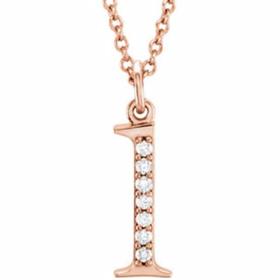 85803:60035:P 14kt Rose .04 CTW Diamond Lowercase Letter "l" Initial 16" Necklace