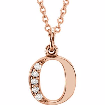 85803:60047:P 14kt Rose .03 CTW Diamond Lowercase Letter "o" Initial 16" Necklace