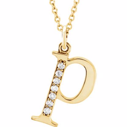 85803:60043:P 14kt Yellow .04 CTW Diamond Lowercase Letter "p" Initial 16" Necklace