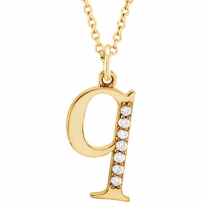 85803:60049:P 14kt Yellow .04 CTW Diamond Lowercase Letter "q" Initial 16" Necklace