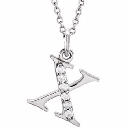 85803:60069:P 14kt White .03 CTW Diamond Lowercase Letter "x" Initial 16" Necklace