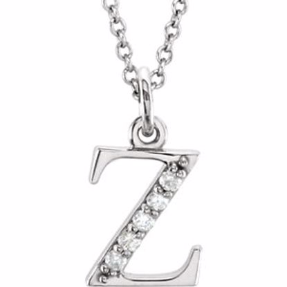 85803:60078:P 14kt White .03 CTW Diamond Lowercase Letter "z" Initial 16" Necklace