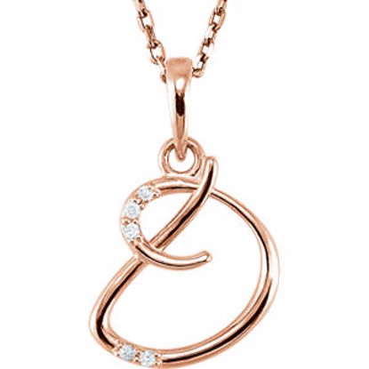 85557:60081:P 14kt Rose .03 CTW Diamond Letter "D" Script Initial 18" Necklace