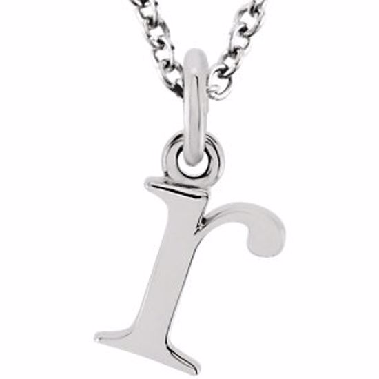 85780:70052:P 14kt White "r" Lowercase Initial 16" Necklace