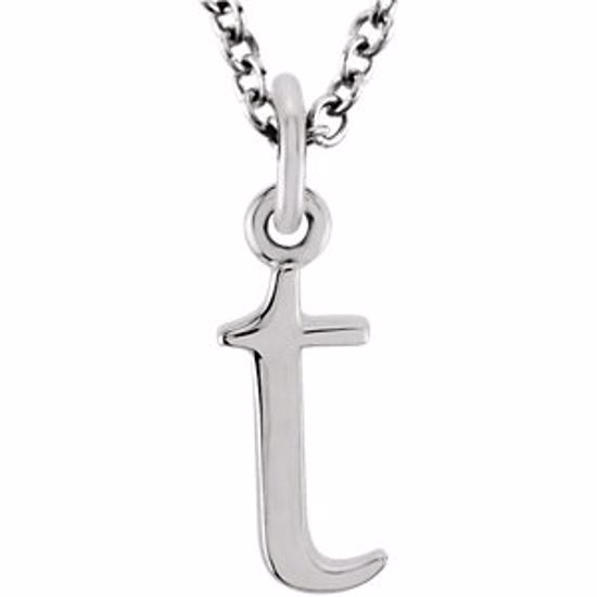 85780:70058:P 14kt White "t" Lowercase Initial 16" Necklace