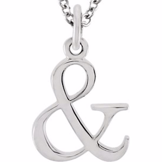 85780:70079:P 14kt White "&" Lowercase Initial 16" Necklace