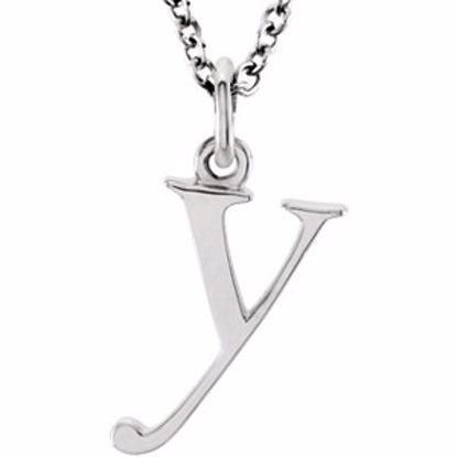 85780:70073:P 14kt White "y" Lowercase Initial 16" Necklace