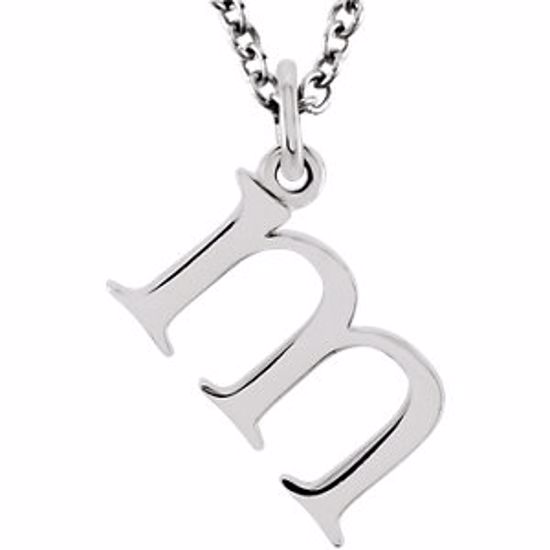 85780:70037:P 14kt White "m" Lowercase Initial 16" Necklace