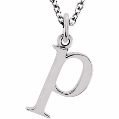 85780:70046:P 14kt White "p" Lowercase Initial 16" Necklace