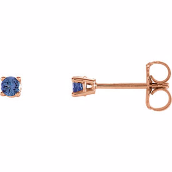 1874:70055:P 14kt Rose 2.5mm Round Orange Tanzanite Earrings