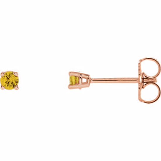 1874:70056:P 14kt Rose 2.5mm Round Yellow Sapphire Earrings