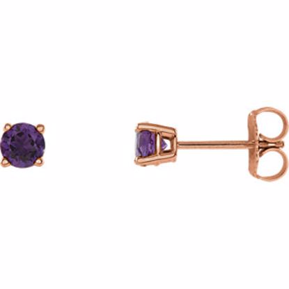 1874:70057:P 14kt Rose 4mm Round Amethyst Earrings