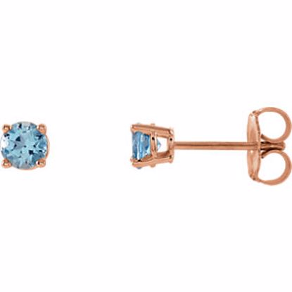 1874:70058:P 14kt Rose 4mm Round Aquamarine Earrings