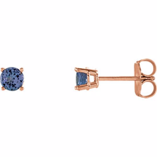 1874:70063:P 14kt Rose 4mm Round Orange Tanzanite Earrings