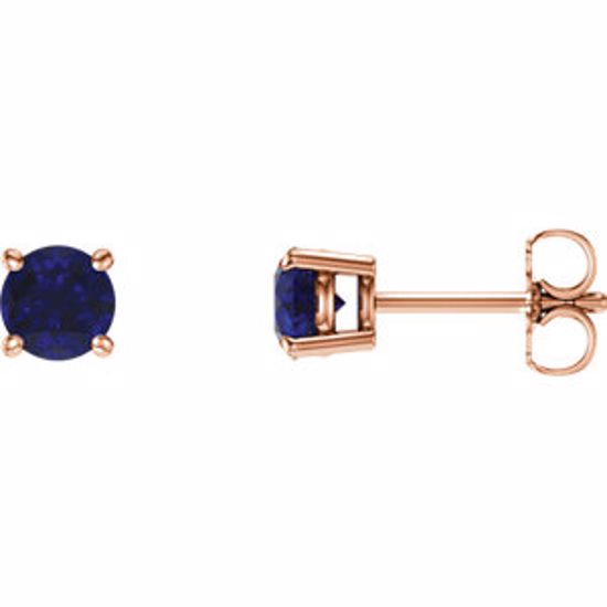 1874:70067:P 14kt Rose 5mm Round Blue Sapphire Earrings