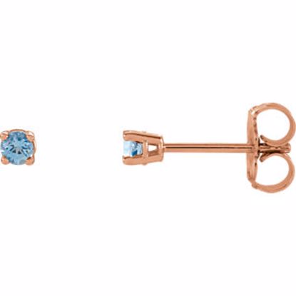 1874:70050:P 14kt Rose 2.5mm Round Aquamarine Earrings