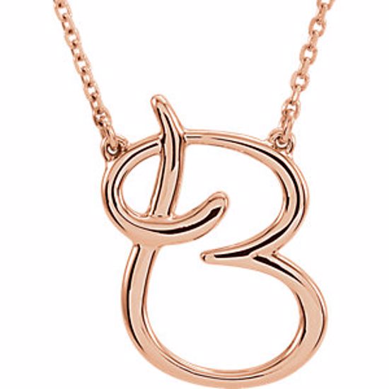 84635:286:P 14kt Rose "B" Script Initial 16" Necklace